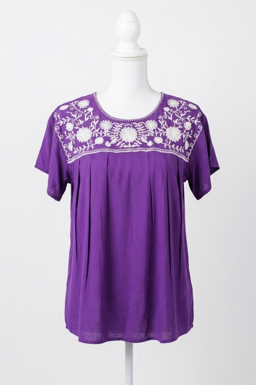 NEW LAYERZ CLOTHING embroidered fiesta top in purple